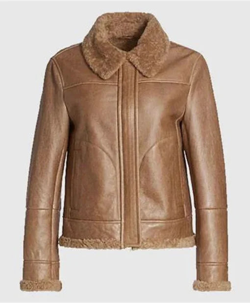 Women's Monica Brown Fur-Lined Shearling Leather Jacket