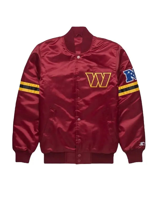Washington Commanders Maroon Satin Bomber Jacket