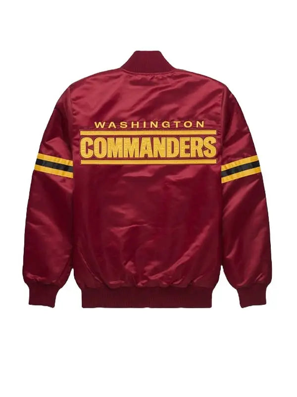 Washington Commanders Maroon Satin Bomber Jacket – Back View