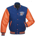 Oklahoma City Thunder Orange and Blue Wool Varsity Jacket
