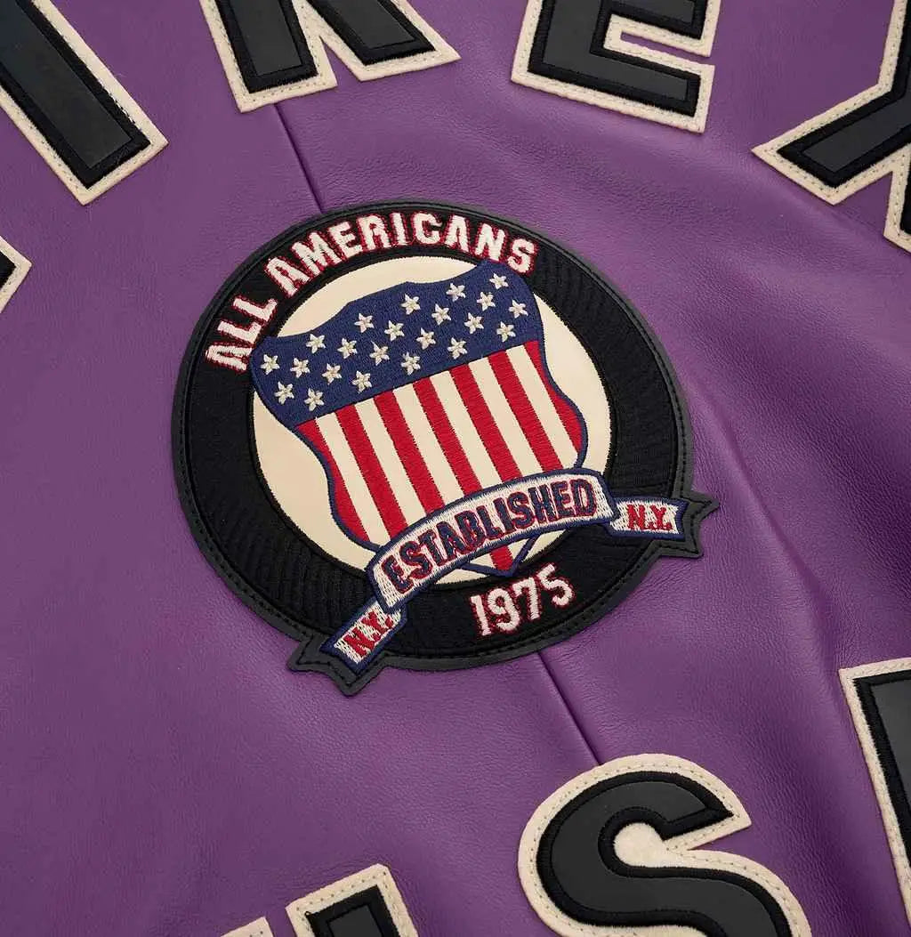 Avirex Purple Icon Leather Bomber Jacket – Logo Detail 2
