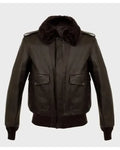 Men's Parker A2 Brown Shearling Leather Bomber Jacket