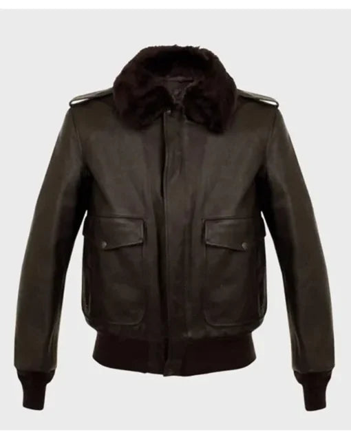 Men's Parker A2 Brown Shearling Leather Bomber Jacket