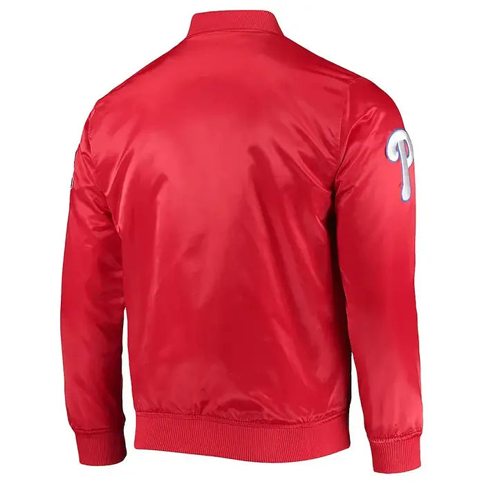 Philadelphia Phillies Red Wordmark Satin Jacket – Back View