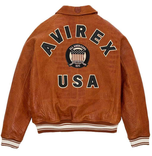 Avirex Croc Commando Brown Leather Jacket – Back View