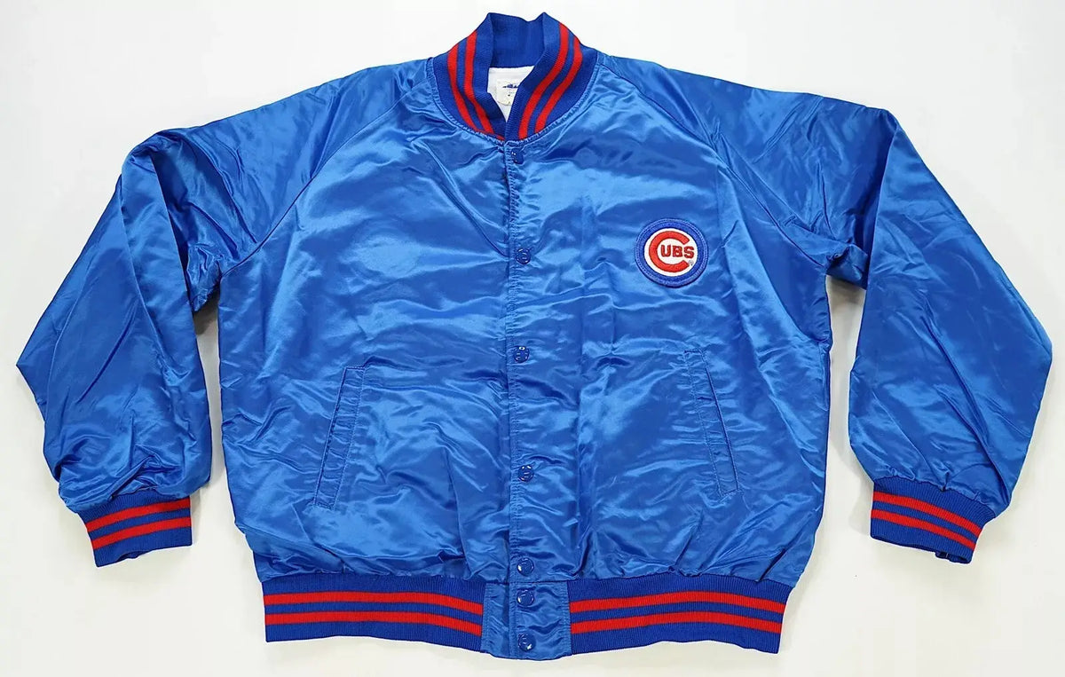 Chicago Cubs 1980s Blue Satin Button-Front Jacket