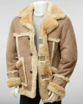 Men's SF-0325 Heavy Beige Shearling Leather Jacket