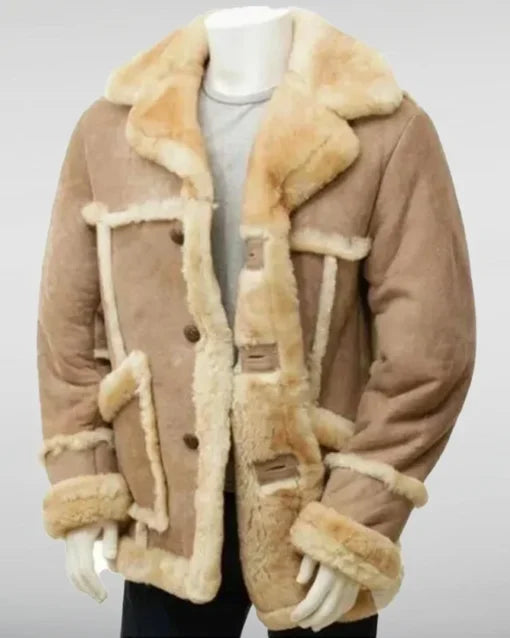Men's SF-0325 Heavy Beige Shearling Leather Jacket
