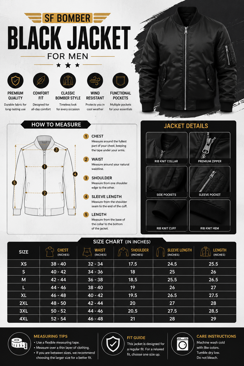 Men's Carl RAF Aviator SF Black Bomber Jacket – Alternate View 2