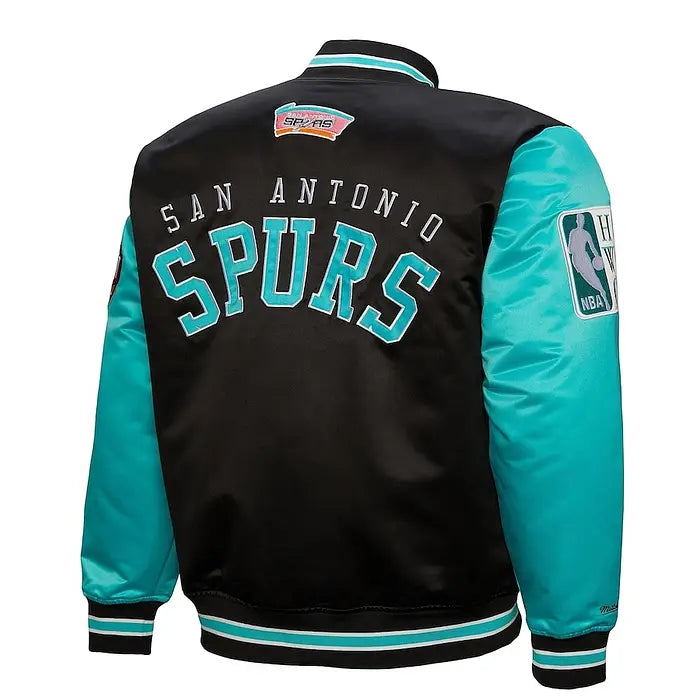 San Antonio Spurs Mitchell & Ness Heavyweight Satin Jacket – Back View