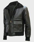 Men's Shaun Black Sheepskin Leather Bomber Jacket
