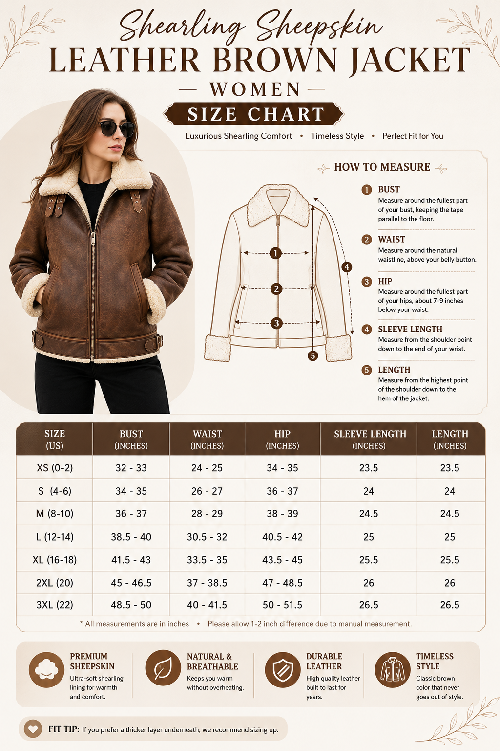 Women's Dana Brown Soft Shearling Sheepskin Leather Jacket – Alternate View