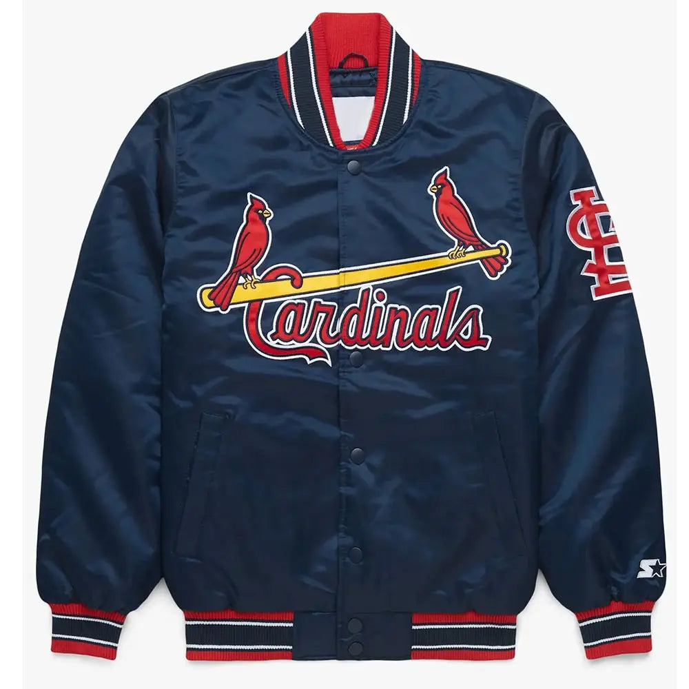 St. Louis Cardinals Navy Satin Bomber Jacket