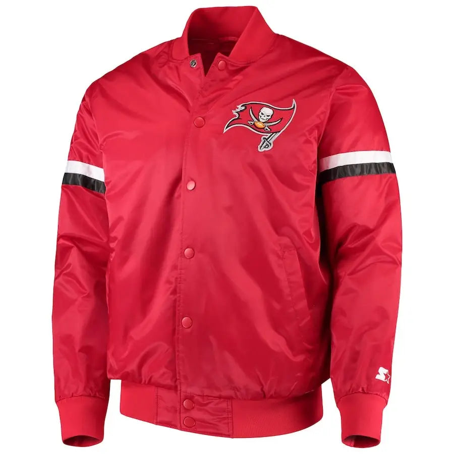 Tampa Bay Buccaneers Red Starter Champ Satin Varsity Jacket