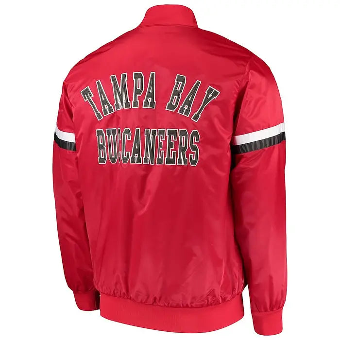 Tampa Bay Buccaneers Red Starter Champ Satin Varsity Jacket – Back View