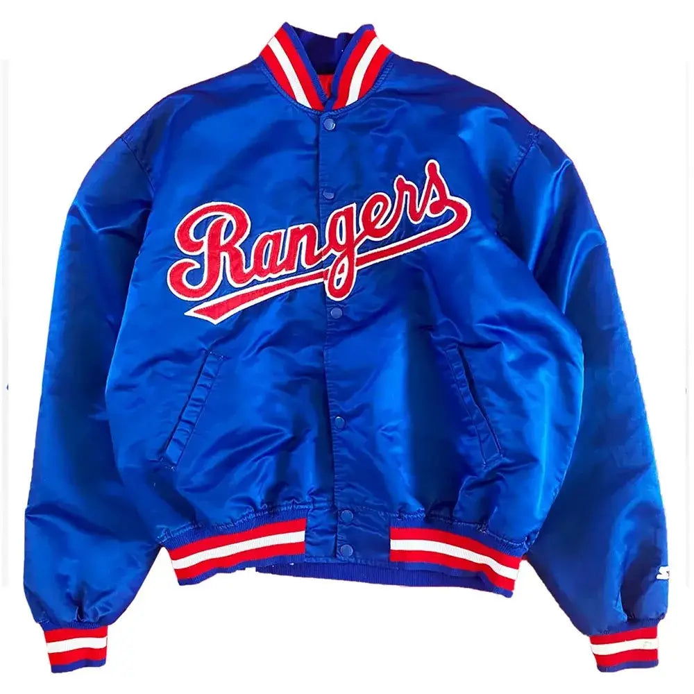 Texas Rangers Royal Blue Satin Varsity Jacket