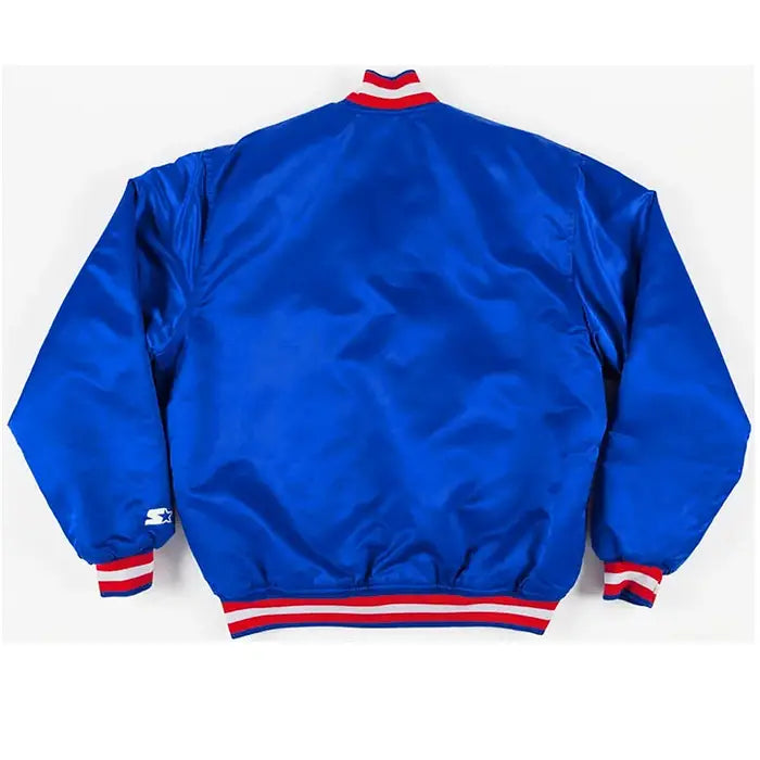 Texas Rangers Royal Blue Satin Varsity Jacket – Back View