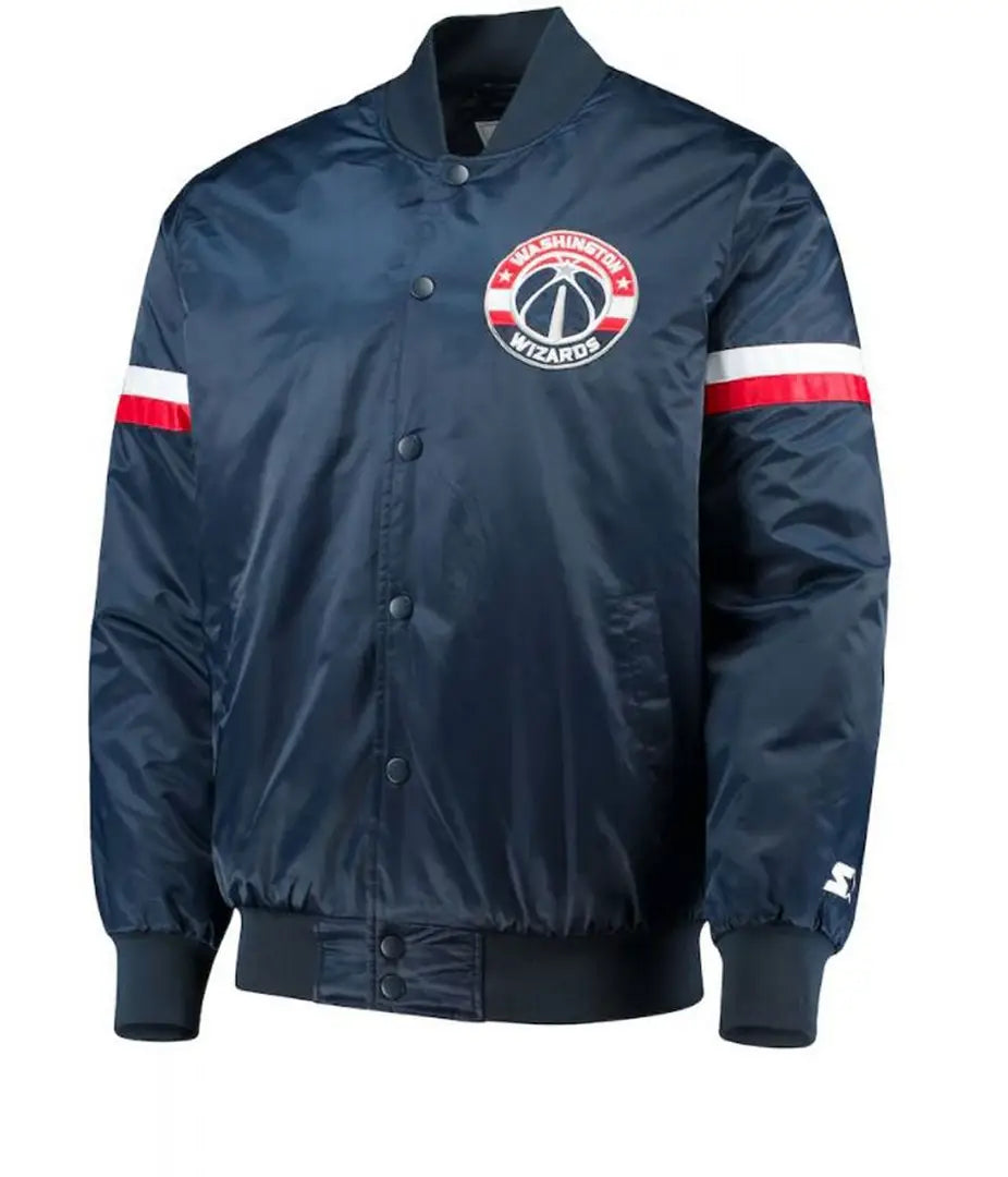 Washington Wizards Blue Champ Satin Varsity Jacket
