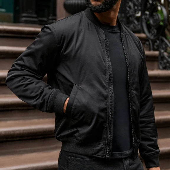 Men's Union Black Zip-Up Bomber Jacket