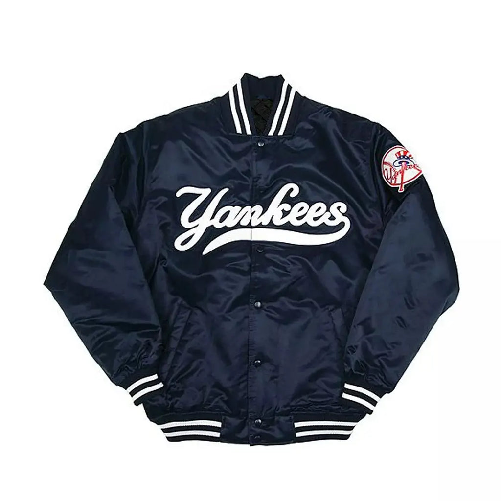 New York Yankees Vintage 90s Blue Satin Varsity Bomber Jacket