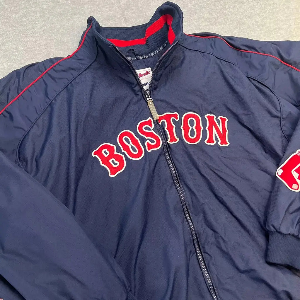 Men's Boston Red Sox Vintage Majestic Blue Dugout Jacket – Front View