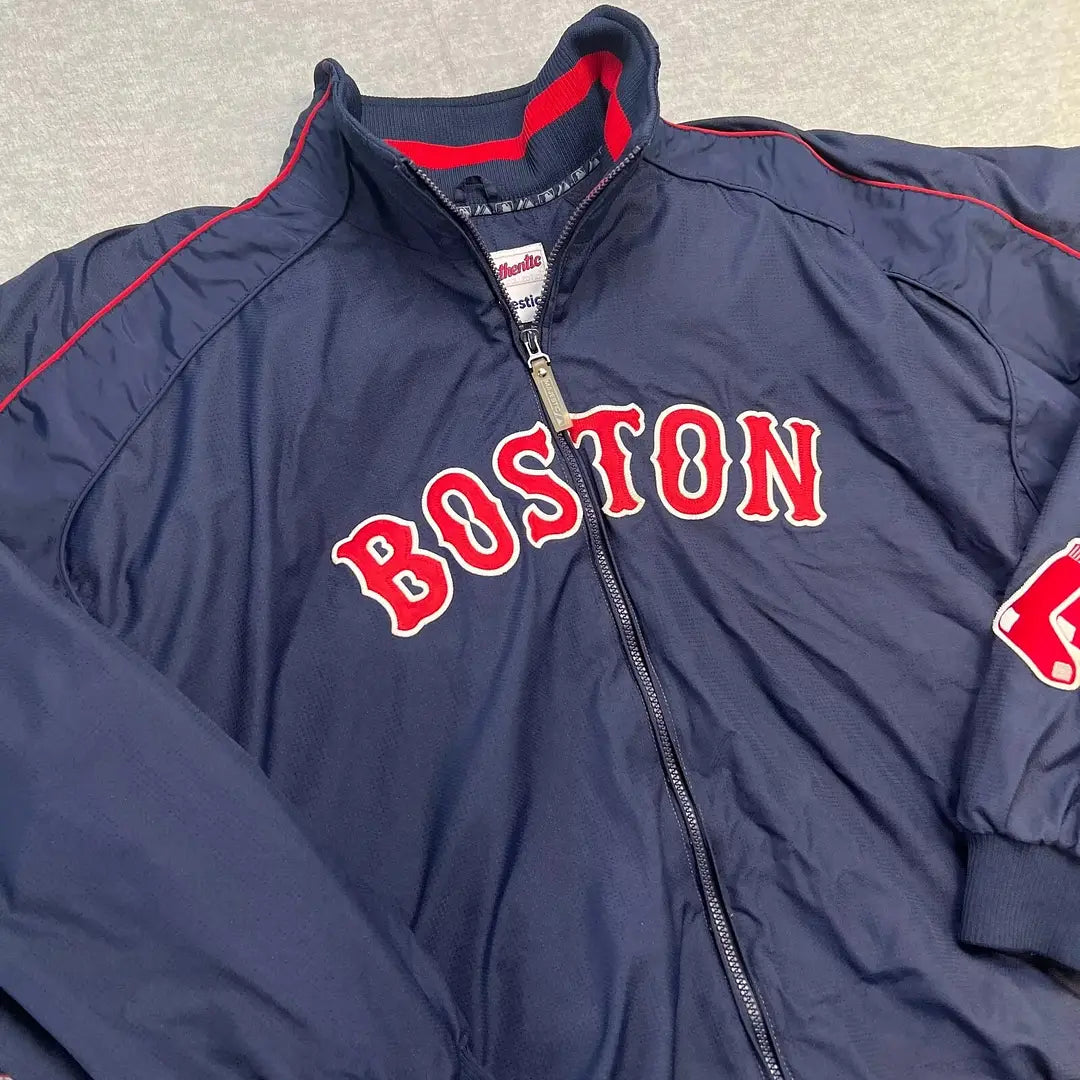 Men's Boston Red Sox Vintage Majestic Blue Dugout Jacket – Front View