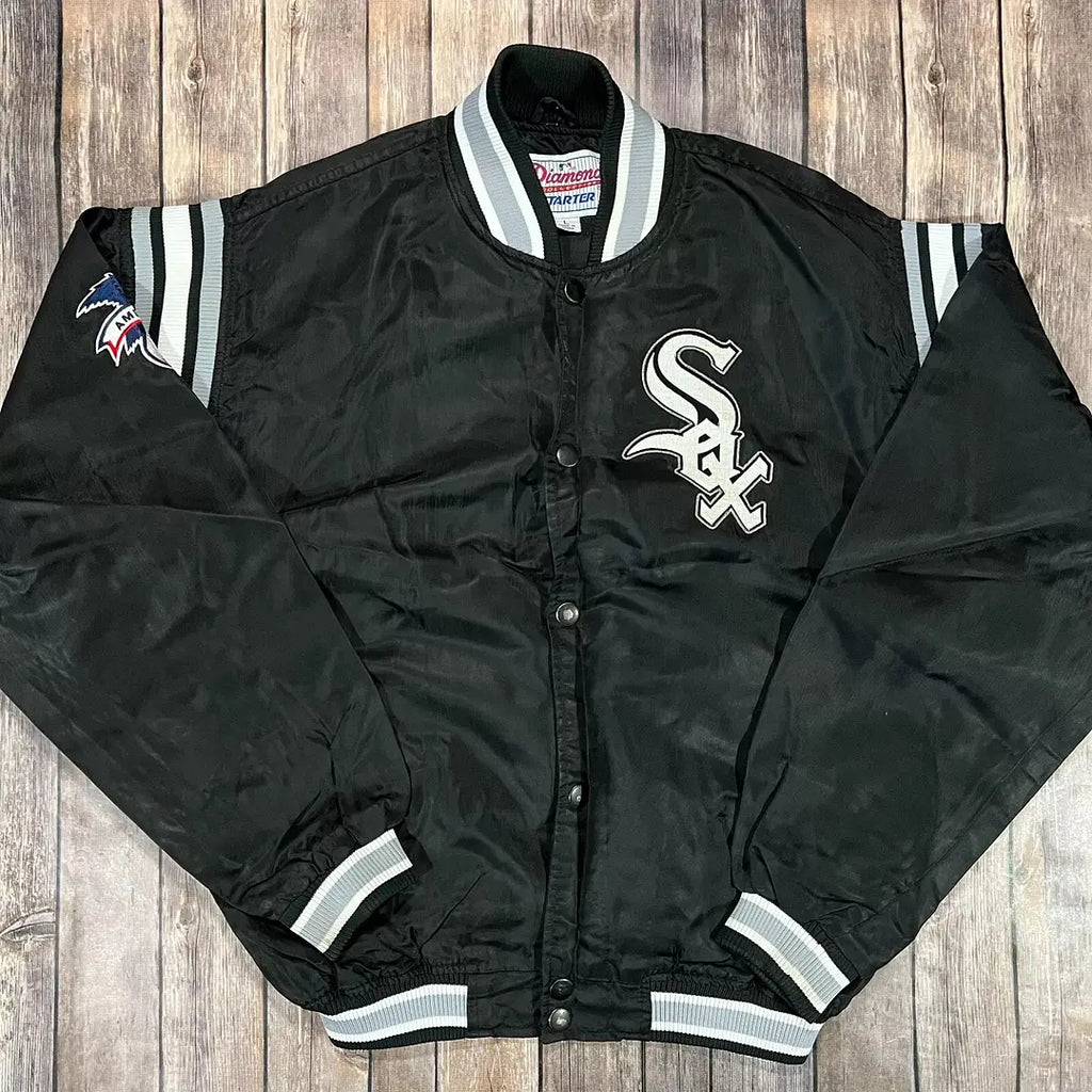 Chicago White Sox Vintage 90s Black Starter Diamond Jacket