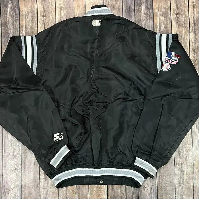 Chicago White Sox Vintage 90s Black Starter Diamond Jacket – Back View