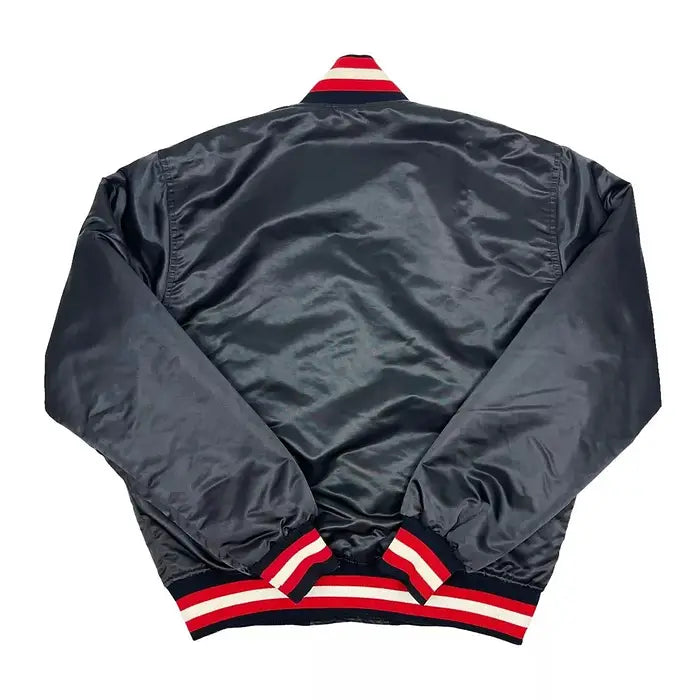 Portland Trail Blazers Vintage Black Starter Satin Bomber Jacket – Back View
