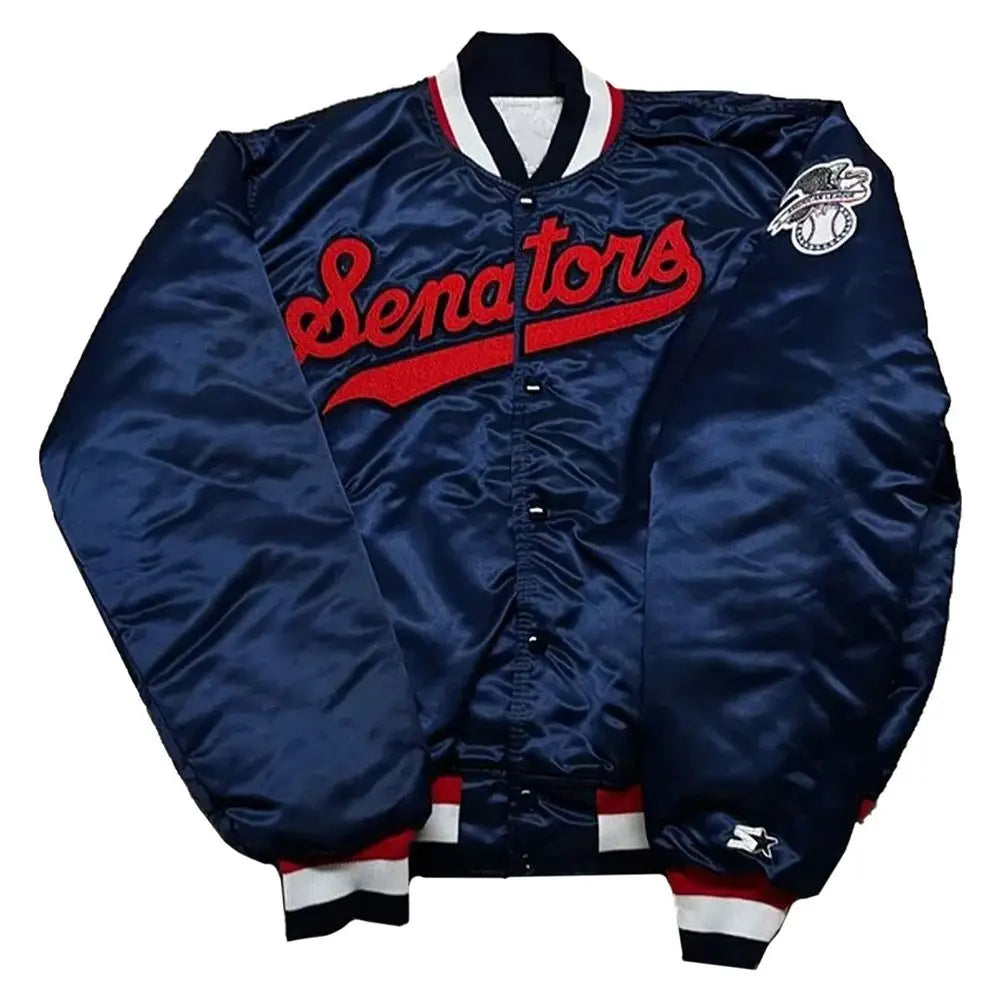 Washington Senators 90s Blue Satin Varsity Jacket