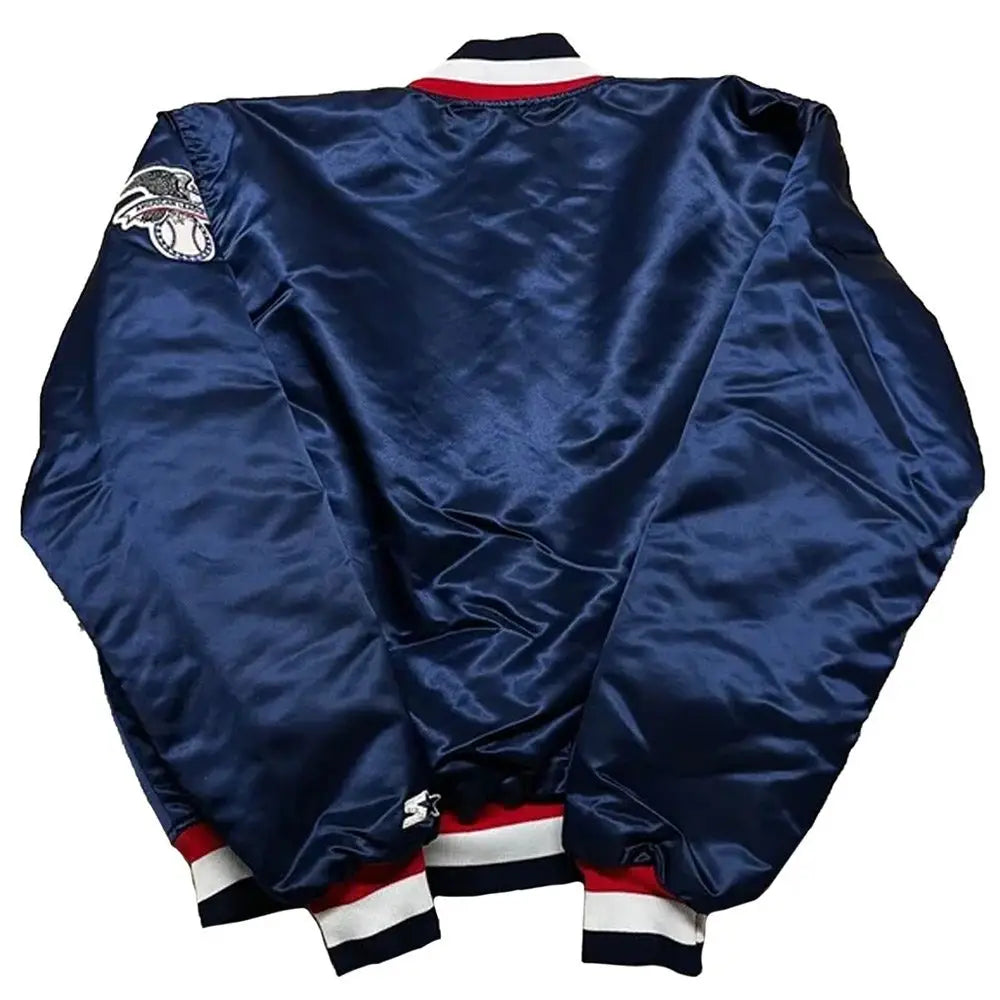 Washington Senators 90s Blue Satin Varsity Jacket – Back View