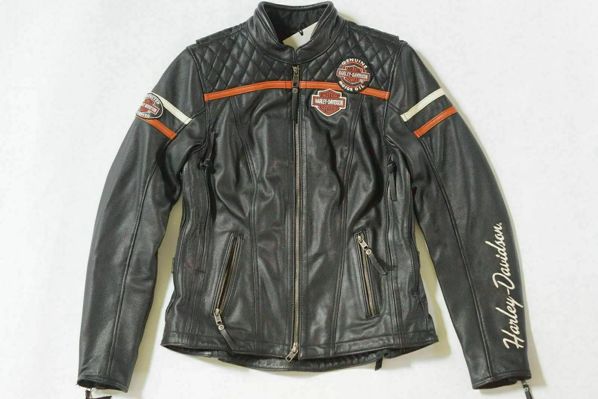 Women's Harley-Davidson Miss Enthusiast Black Triple Vent Leather Jacket – Front View