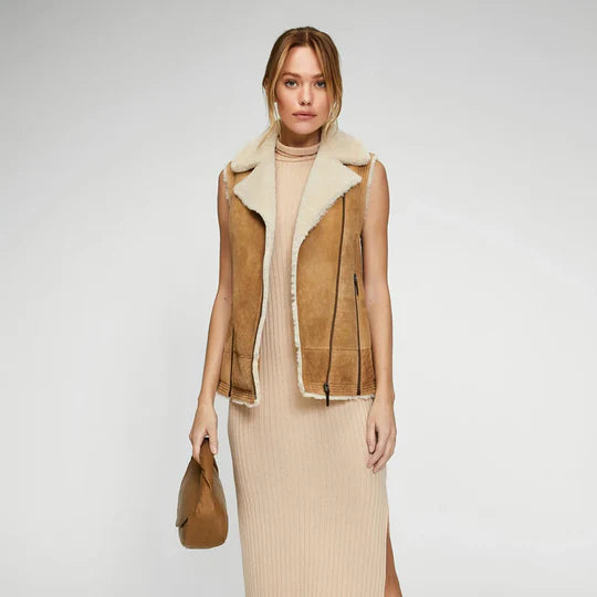 Women's Brown Sheepskin Shearling Vest