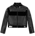 Women's Avirex Black Patent Cropped Leather Moto Jacket