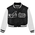 Women's Avirex Cropped Script Leather Varsity Jacket
