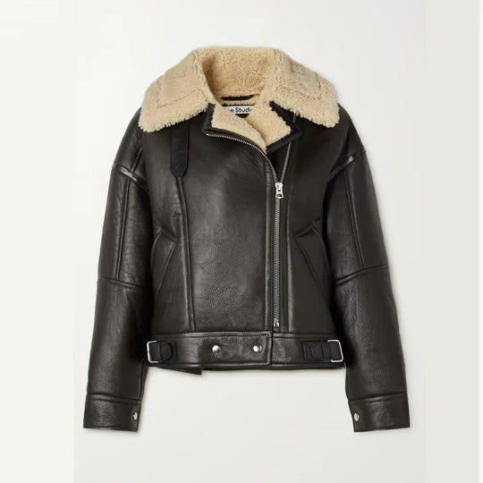 Women's Black B3 RAF Aviator Cowhide Shearling Jacket