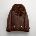 Women's Brown Aviator Sheepskin Shearling Jacket
