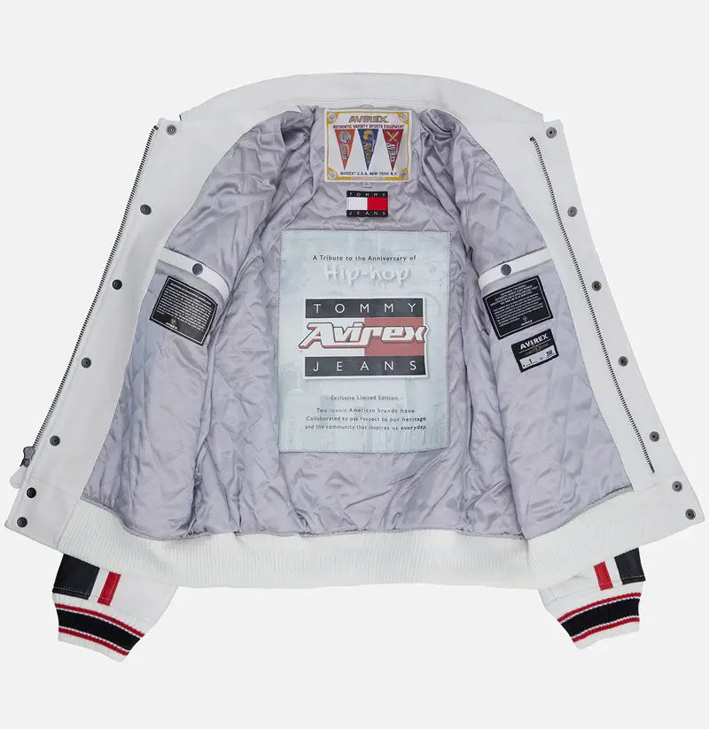 Tommy Jeans x Avirex Leather Bomber Jacket – Front View