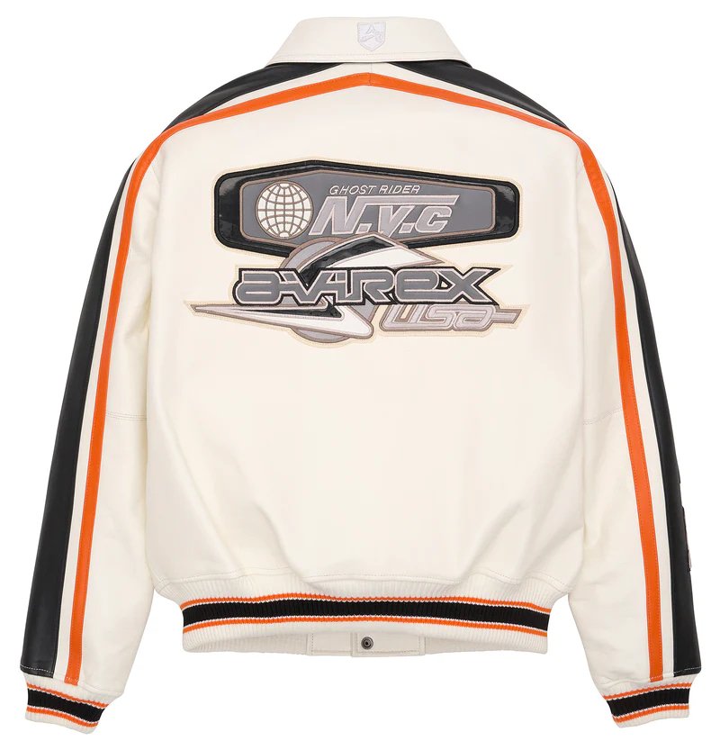 Avirex City Racer Leather Bomber Jacket – Back View