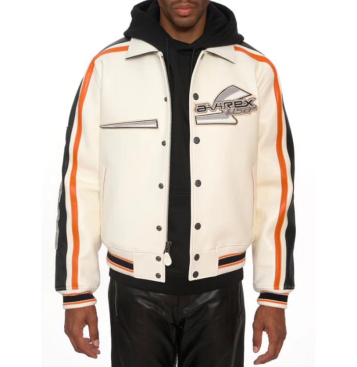 Avirex City Racer Leather Bomber Jacket – Front View 3