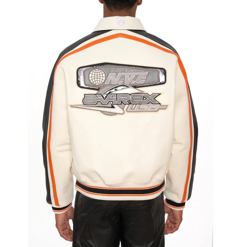 Avirex City Racer Leather Bomber Jacket – Front View 2