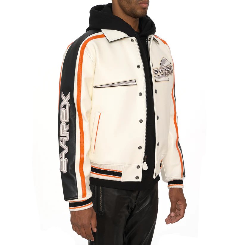 Avirex City Racer Leather Bomber Jacket – Front View