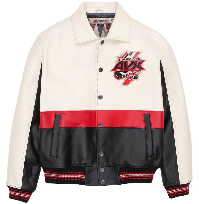 Avirex Red Blades Leather Bomber Jacket