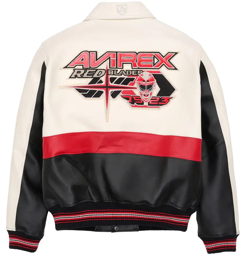 Avirex Red Blades Leather Bomber Jacket – Back View 2