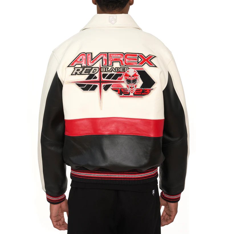 Avirex Red Blades Leather Bomber Jacket – Back View