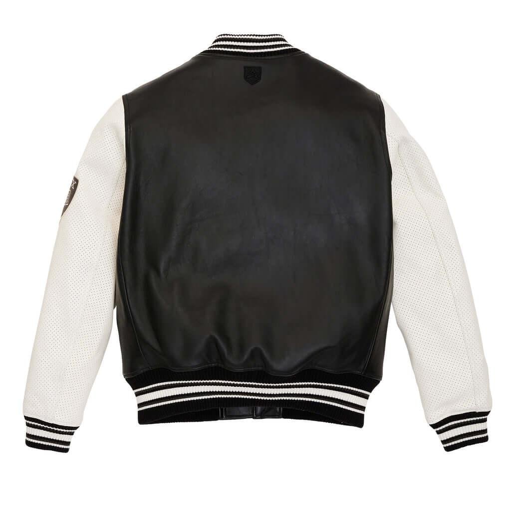 Avirex Black Script USA Leather Varsity Jacket – Back View