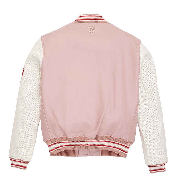 Avirex Pink Script USA Leather Varsity Jacket – Back View