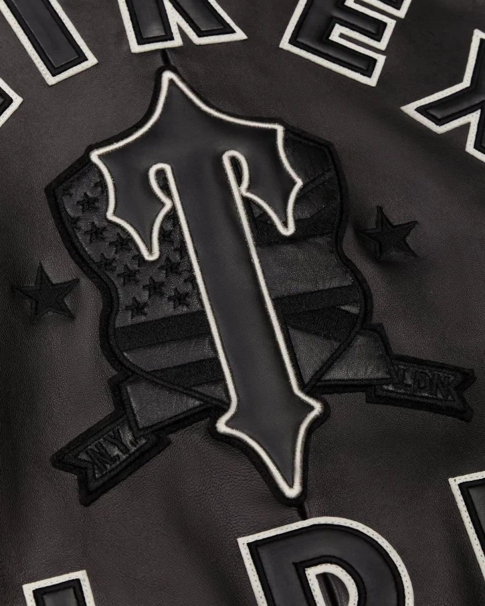 Men's Trapstar x Avirex Black Icon London Lambskin Bomber Jacket – Logo Detail 2