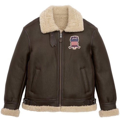 Avirex Brown Shearling Leather Jacket