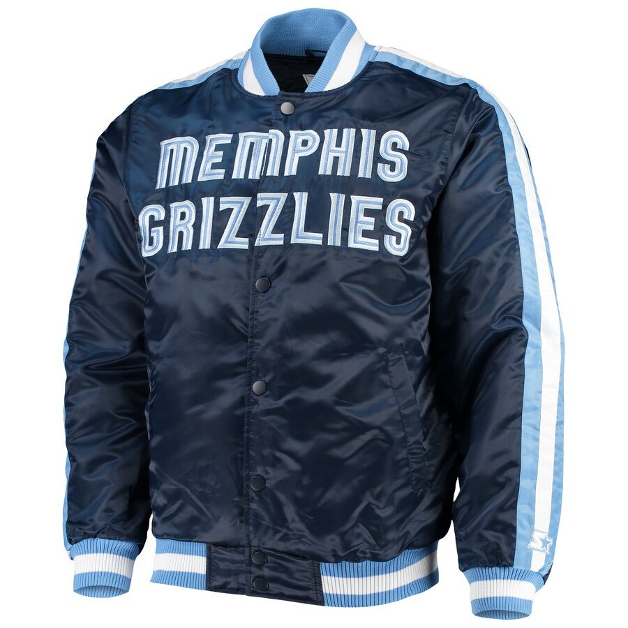 Memphis Grizzlies Navy Satin Varsity Jacket